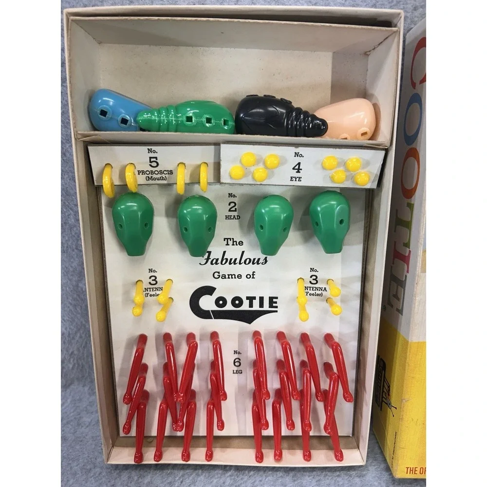 Vintage Cootie Game Schaper 1949 Complete Build A Cootie Bug Original Box